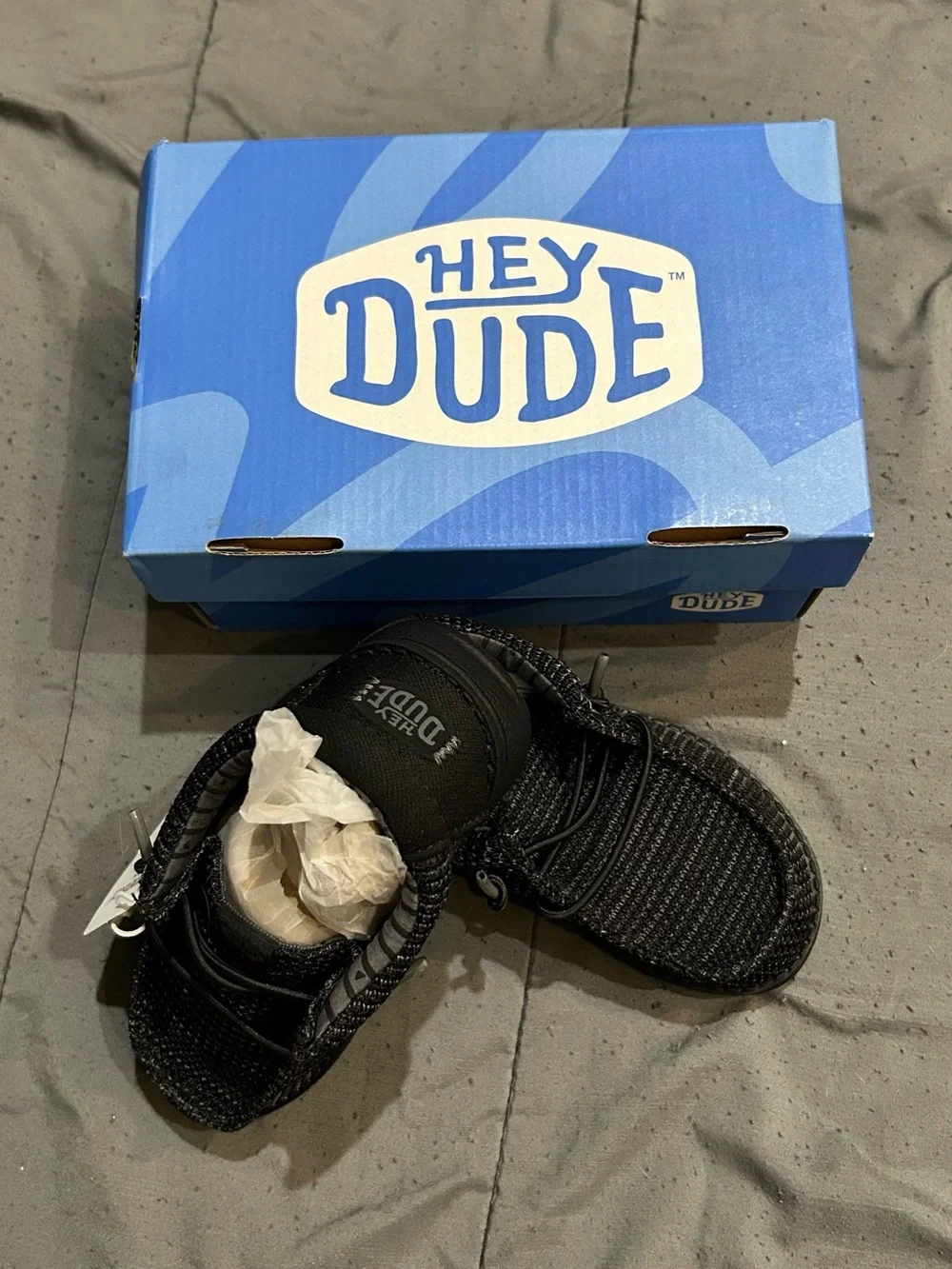 Hey Dude Kids Black Slip-On Casual Shoe EUC Size 9C